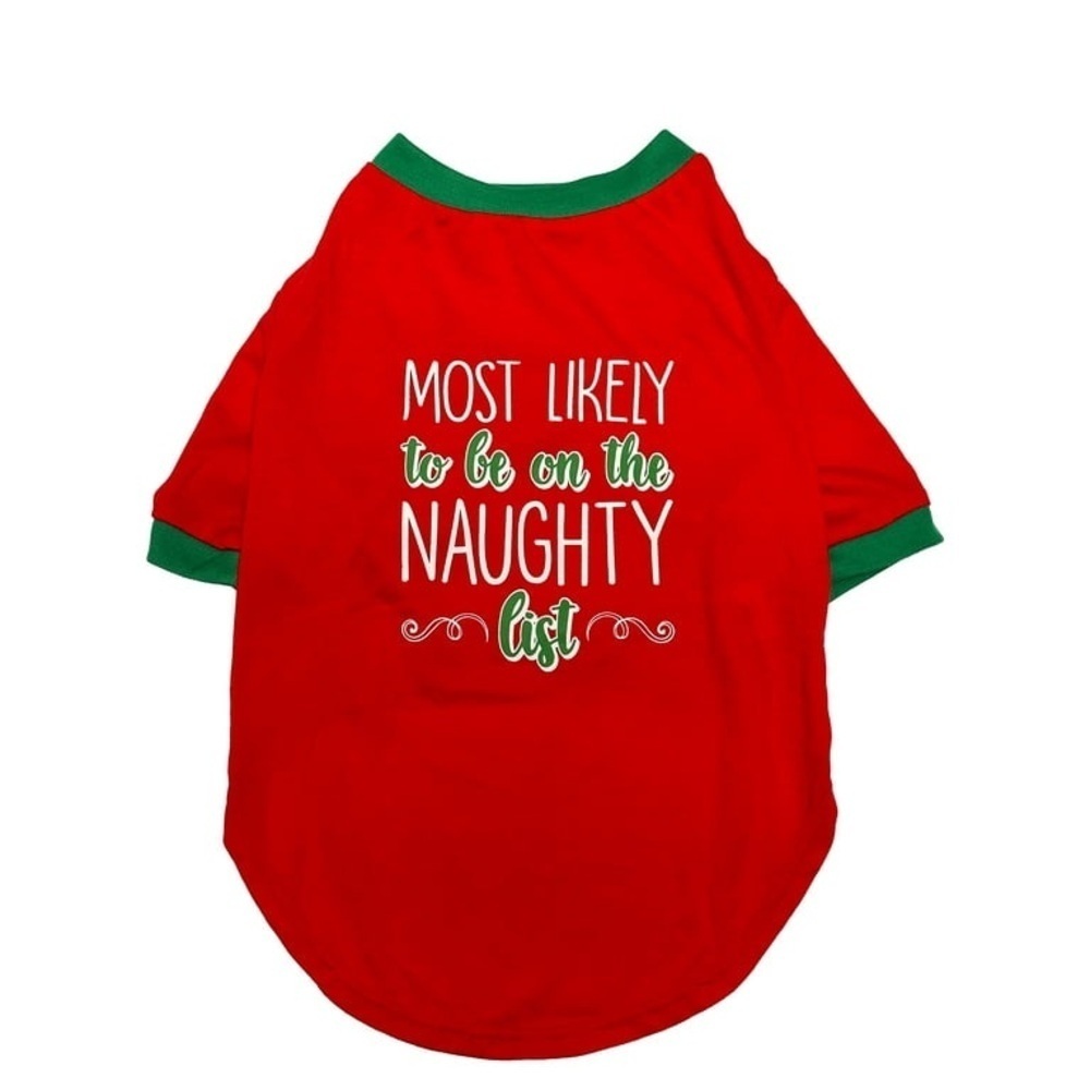 ❤️🆕Vibrant Life Holiday Most Likely to Be on The Naughty List Dog T-Shirt Medium - Picture 6 of 8